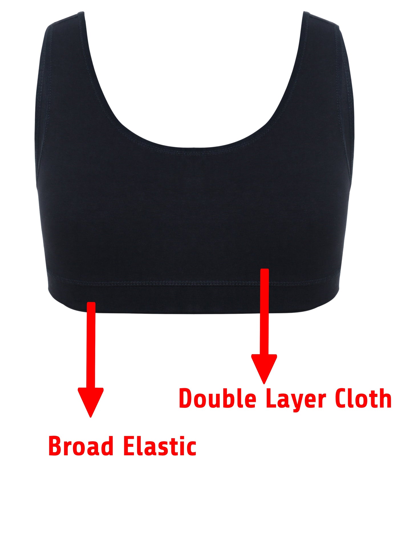 Girl's Premium Combed Cotton Blend Non-Padded Non-Wired Low Back Coverage Sports Bra