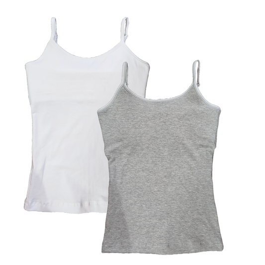 Flat Padded Camisole/Slip for Girls | Stretchy Cotton Blend Fabric | Beginners, Teenager Camisole for Puberty | Pack of 2
