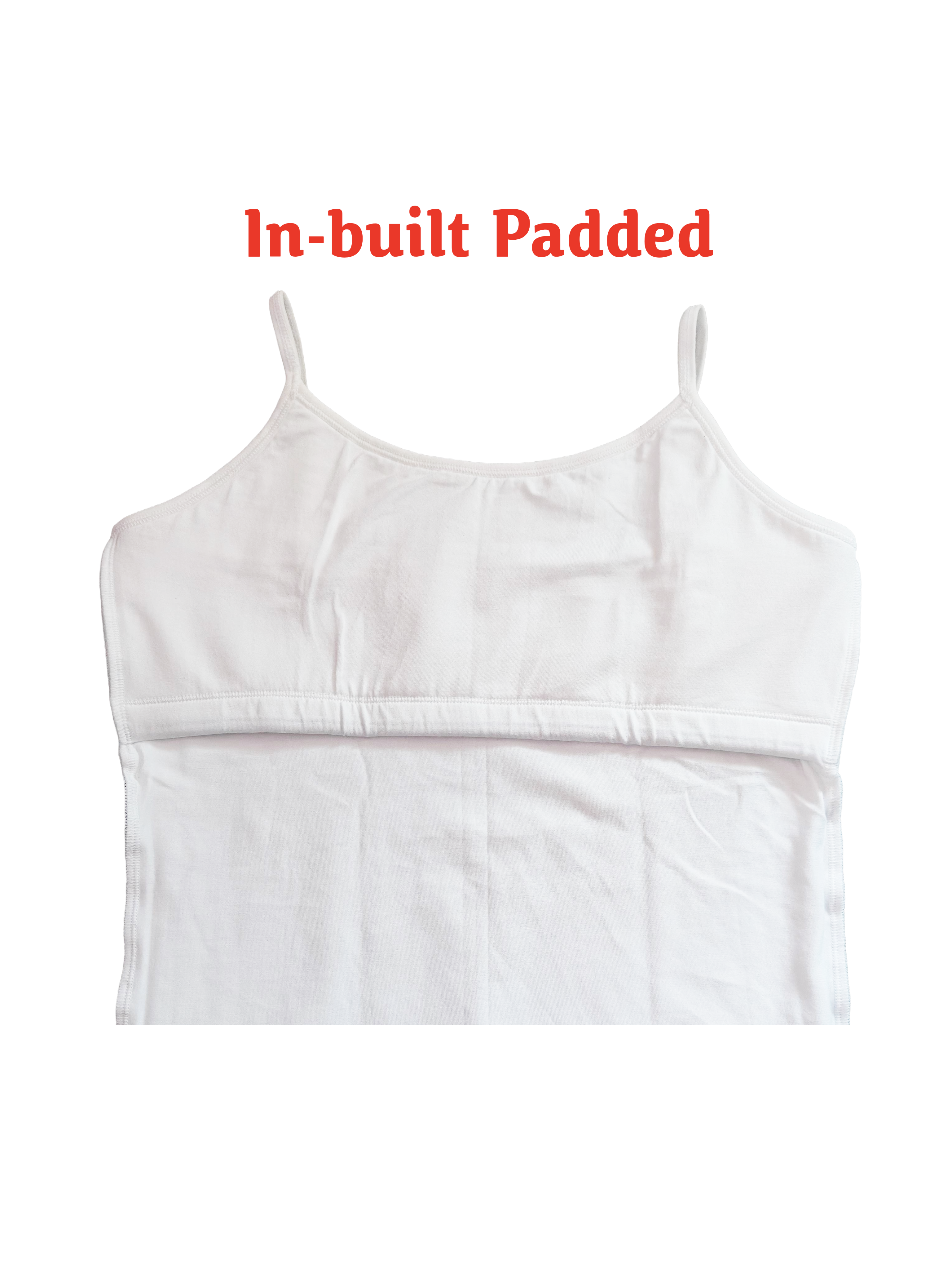 Flat Padded Camisole Bra for Girls | Stretchy Cotton Blend Fabric | Beginners, Teenager Camisole for Puberty
