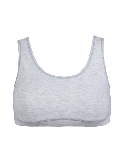 Girl's Premium Combed Cotton Blend Non-Padded Non-Wired Low Back Coverage Sports Bra