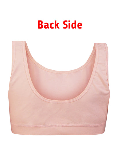 Girl's Premium Combed Cotton Blend Non-Padded Non-Wired Low Back Coverage Sports Bra