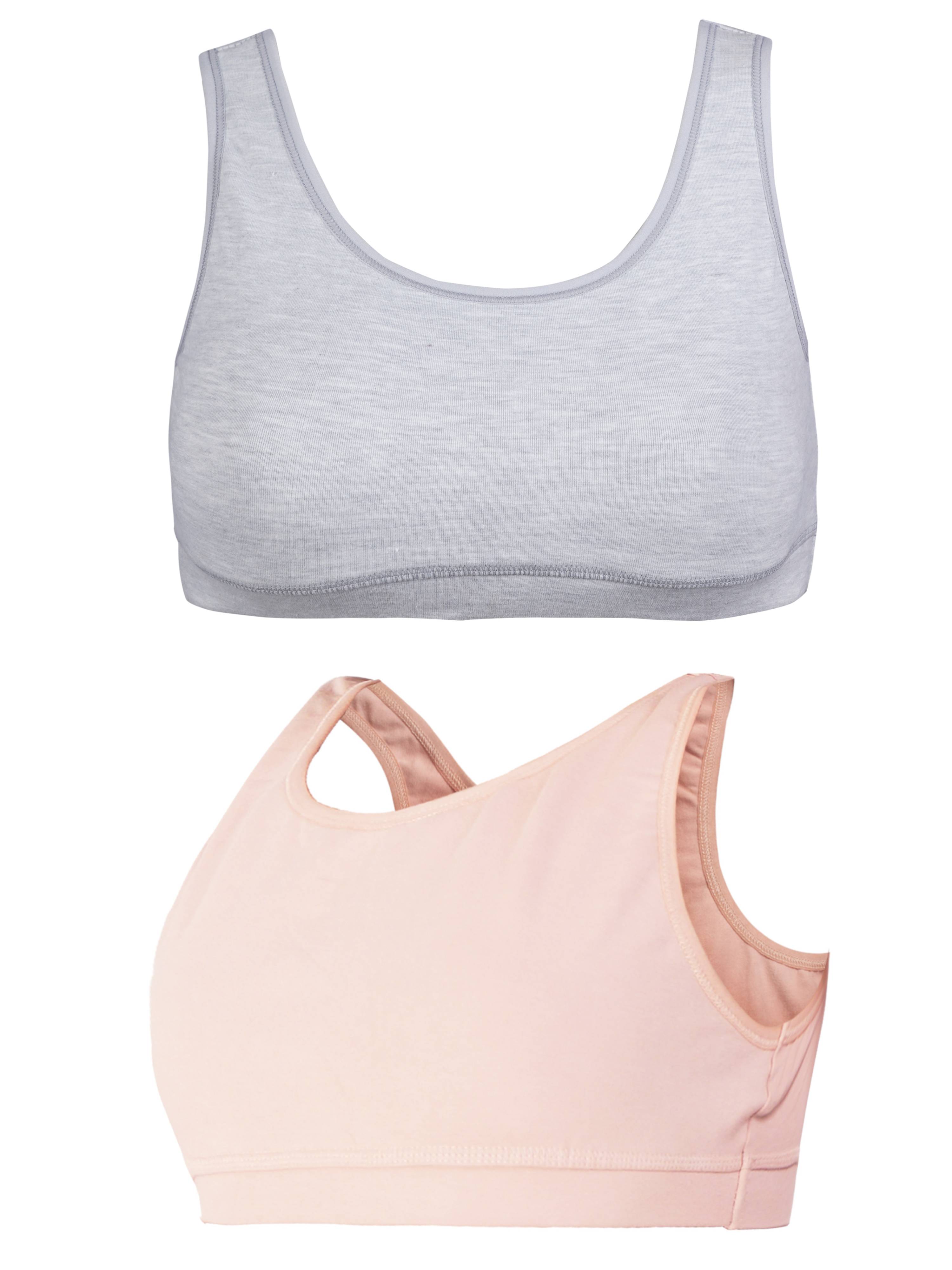 Girl's Premium Combed Cotton Blend Non-Padded Non-Wired Low Back Coverage Sports Bra (Pack of 2)