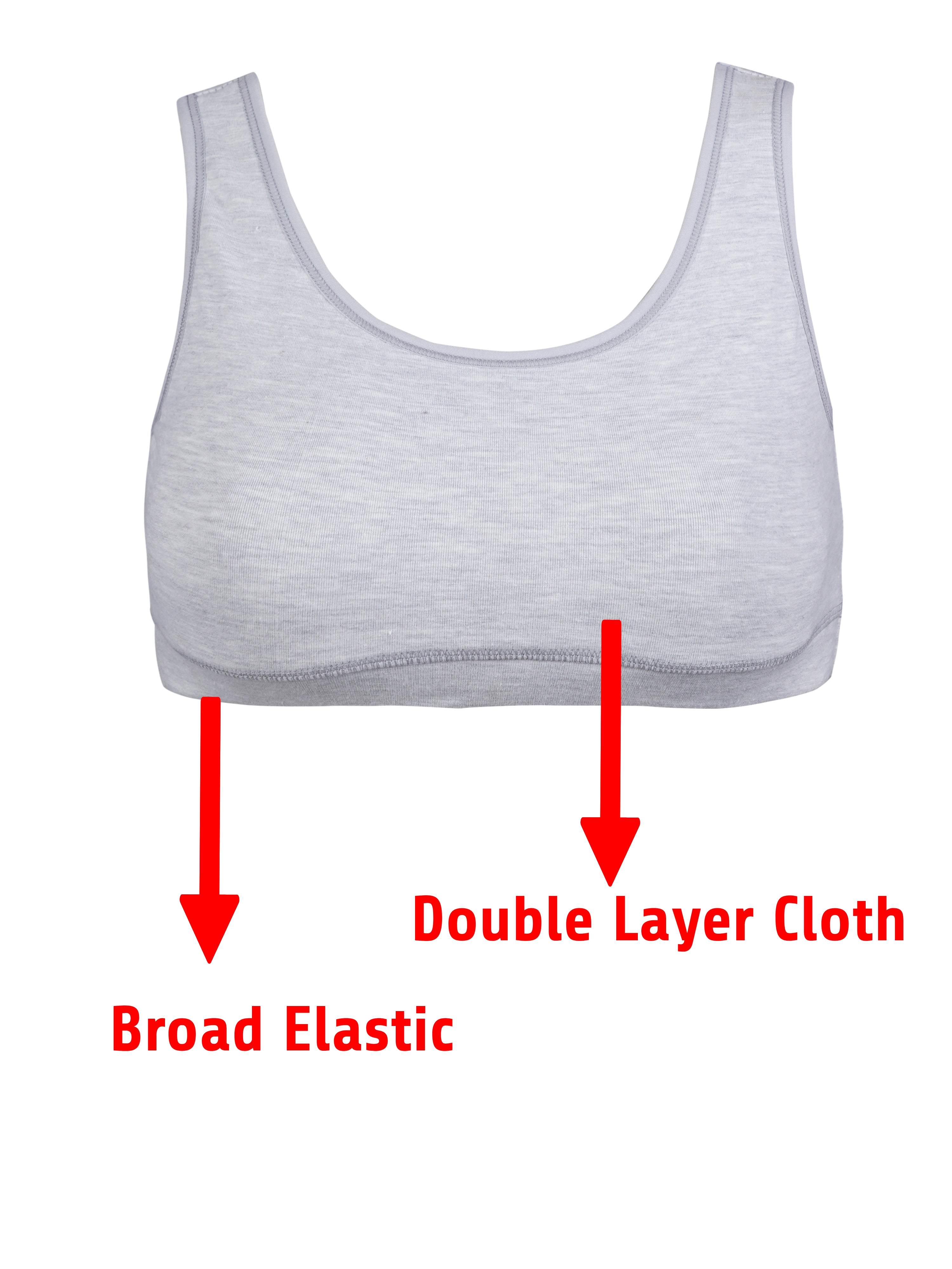 Girl's Premium Combed Cotton Blend Non-Padded Non-Wired Low Back Coverage Sports Bra (Pack of 2)