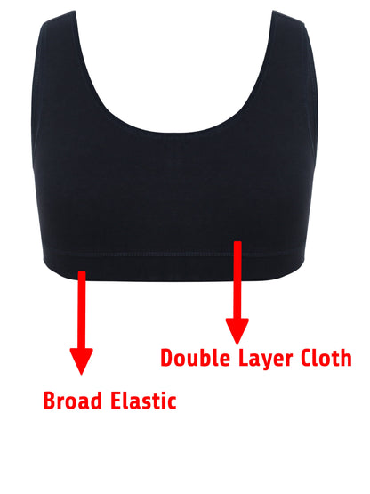 Girl's Premium Combed Cotton Blend Non-Padded Non-Wired Low Back Coverage Sports Bra