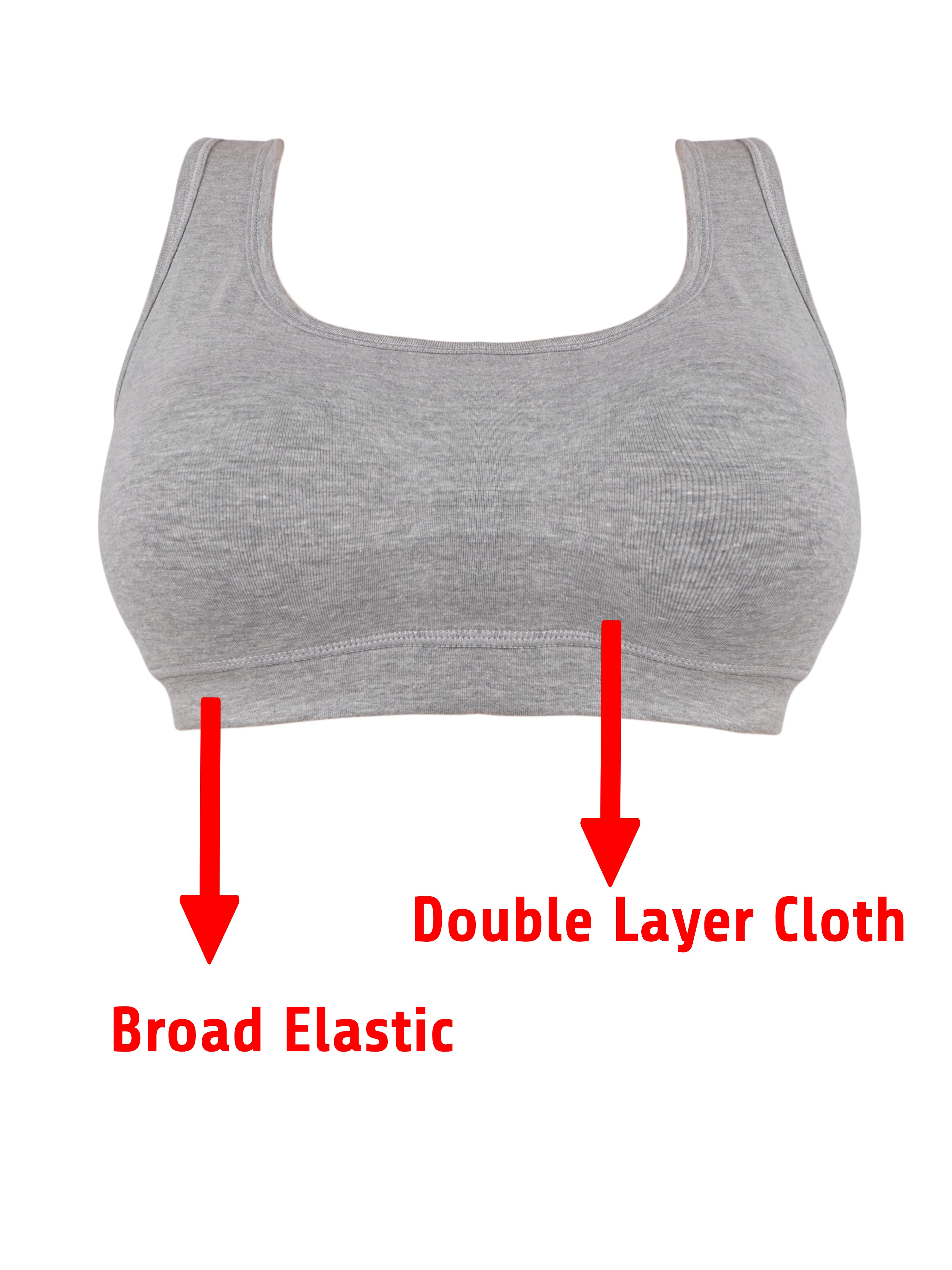 Girl's Cotton Blend Non-Padded Non-Wired Low Back Coverage Sports Bra (Pack of 2)