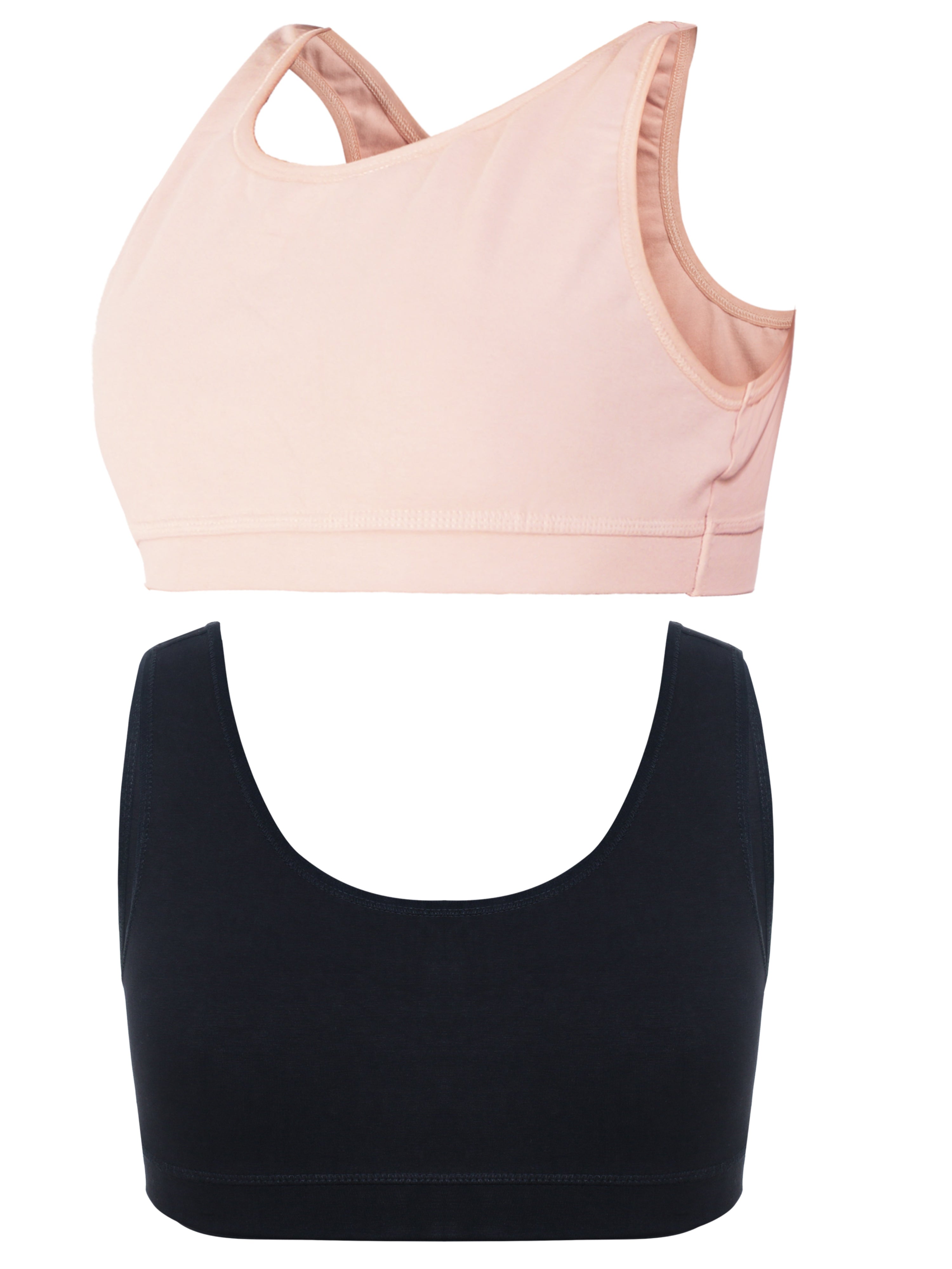 Girl's Premium Combed Cotton Blend Non-Padded Non-Wired Low Back Coverage Sports Bra (Pack of 2)