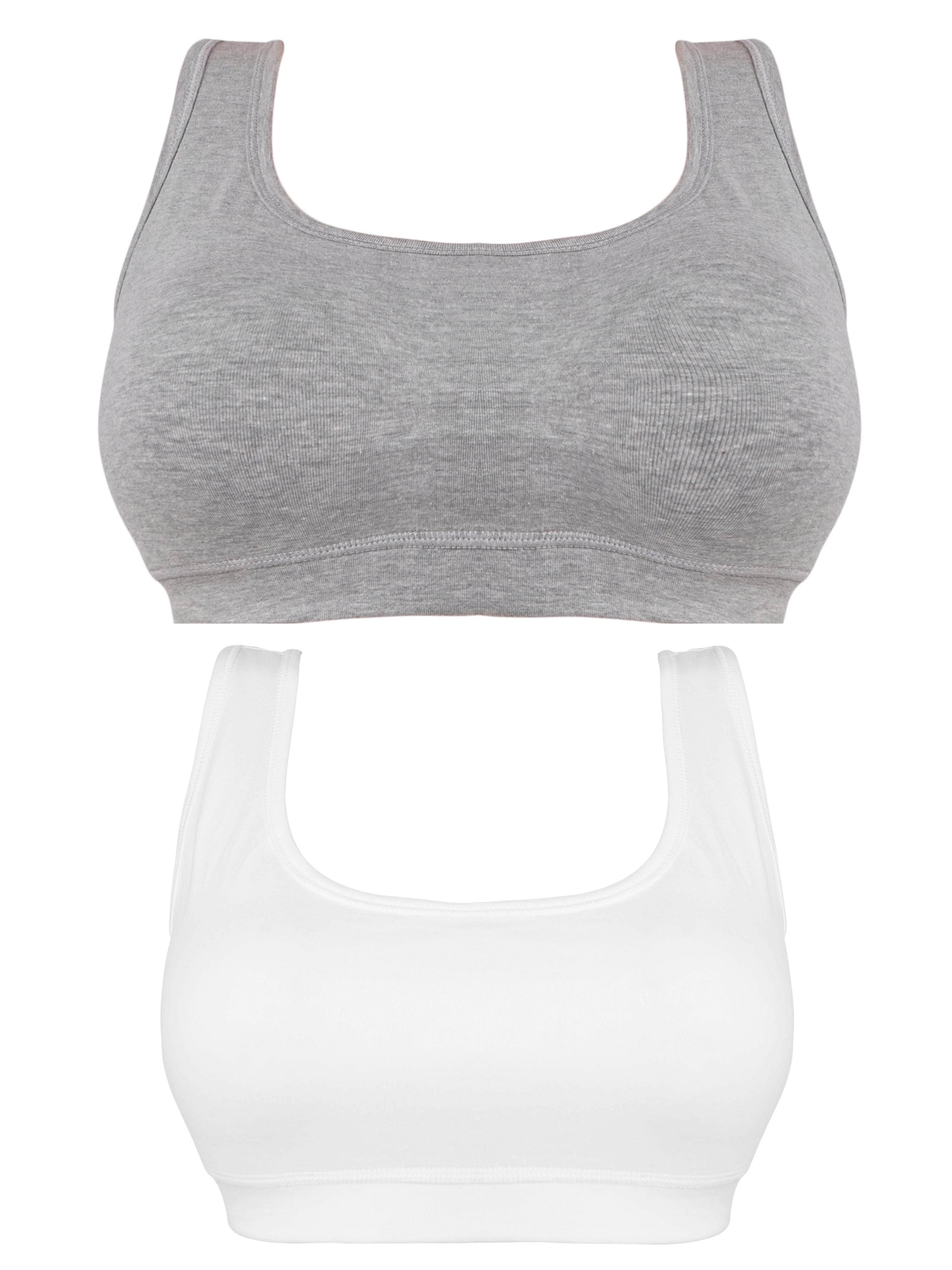 Girl's Cotton Blend Non-Padded Non-Wired Low Back Coverage Sports Bra (Pack of 2)